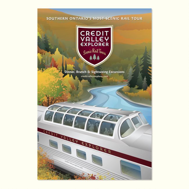 Credit Valley Explorer: Marketing poster introducing dome car service