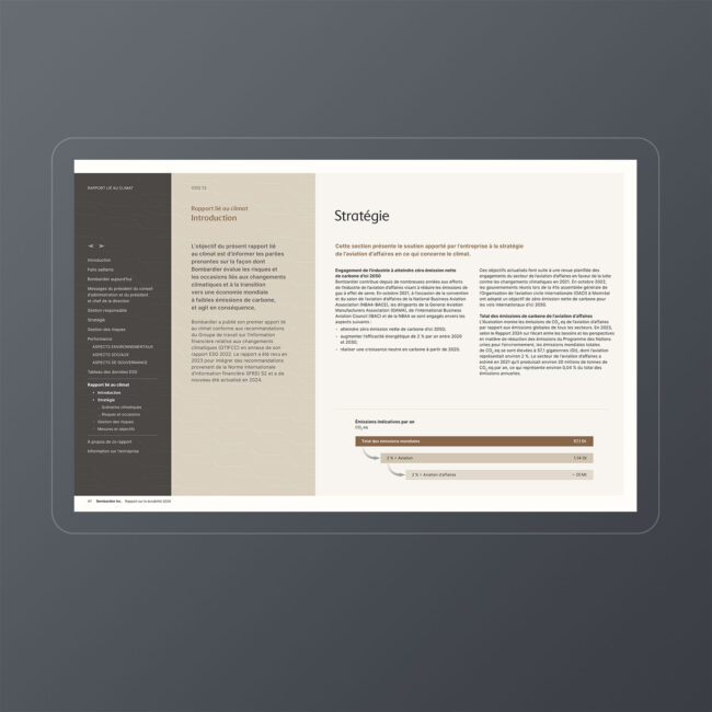 Bombardier: 2024 Sustainability Report / interactive PDF (French edition – Climate report section)