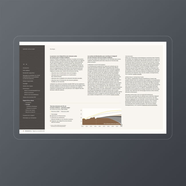 Bombardier: 2024 Sustainability Report / interactive PDF (French edition – Climate report section)