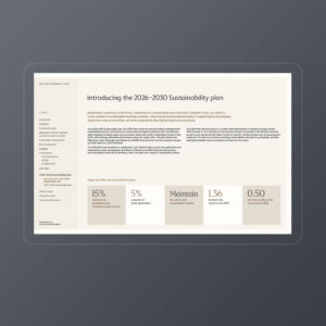 Bombardier: 2025 Sustainability Report / interactive PDF (English edition – sample page from Sustainability plan section)